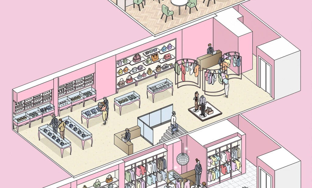 アクソメ店内イラスト